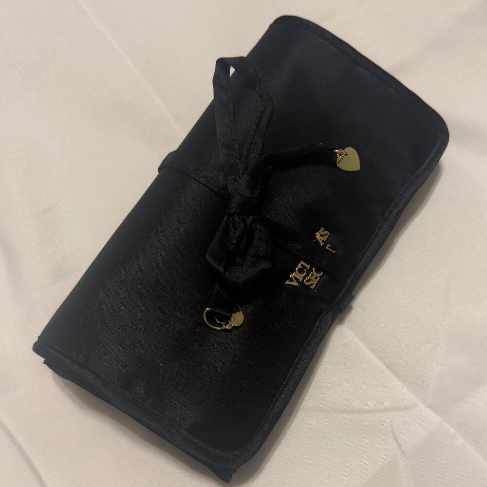Victoria's Secret Jewelry Roll Travel Bag - Black Satin
